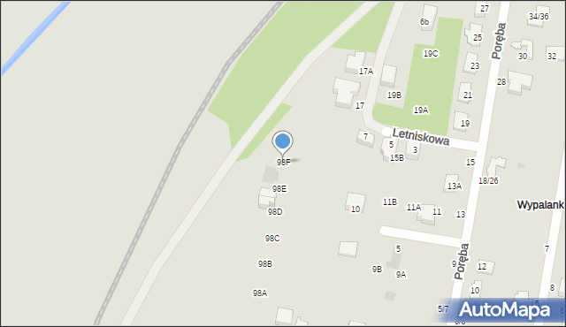 Częstochowa, Wypalanki, 98F, mapa Częstochowy