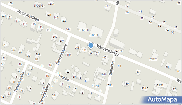 Częstochowa, Wyszyńskiego Stefana, ks. kard., 99, mapa Częstochowy