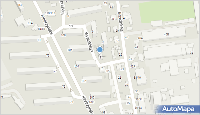 Częstochowa, Wybickiego Józefa, gen., 8, mapa Częstochowy