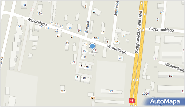 Częstochowa, Wysockiego Piotra, 13, mapa Częstochowy