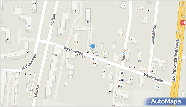 Częstochowa, Wysockiego Piotra, 24, mapa Częstochowy