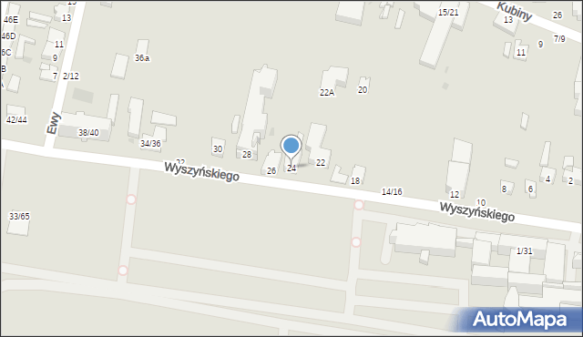Częstochowa, Wyszyńskiego Stefana, ks. kard., 24, mapa Częstochowy