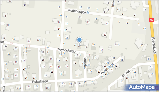 Dąbrowa, Wysockiego Józefa, gen., 2A, mapa Dąbrowa