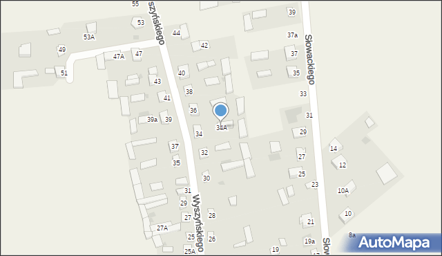 Dąbrówka-Ług, Wyszyńskiego Stefana, ks. prym. kard., 34A, mapa Dąbrówka-Ług