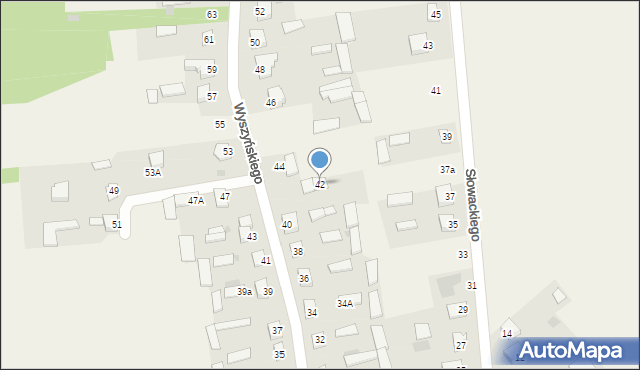 Dąbrówka-Ług, Wyszyńskiego Stefana, ks. prym. kard., 42, mapa Dąbrówka-Ług