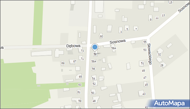 Dąbrówka-Ług, Wyszyńskiego Stefana, ks. prym. kard., 58, mapa Dąbrówka-Ług