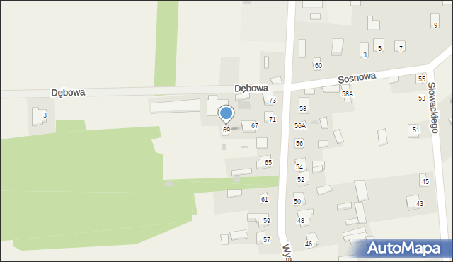 Dąbrówka-Ług, Wyszyńskiego Stefana, ks. prym. kard., 69, mapa Dąbrówka-Ług