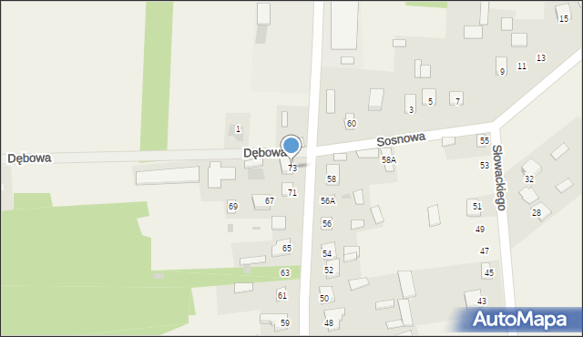 Dąbrówka-Ług, Wyszyńskiego Stefana, ks. prym. kard., 73, mapa Dąbrówka-Ług