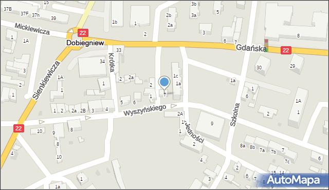Dobiegniew, Wyszyńskiego Stefana, ks. kard., 7, mapa Dobiegniew
