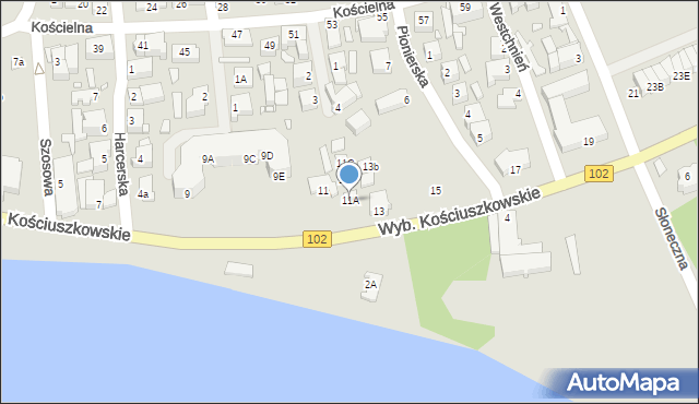 Dziwnów, Wybrzeże Kościuszkowskie, 11A, mapa Dziwnów