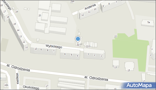 Elbląg, Wybickiego Józefa, gen., 21, mapa Elbląga