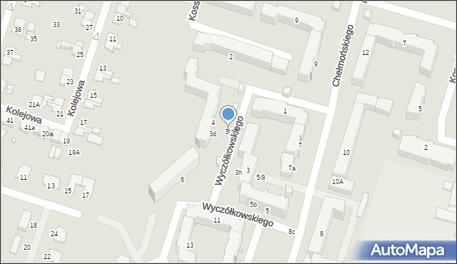 Elbląg, Wyczółkowskiego Leona, 3b, mapa Elbląga