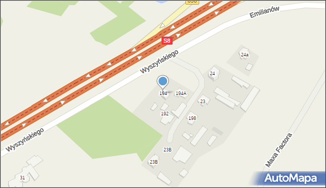 Emilianów, Wyszyńskiego Stefana, ks. kard., 194, mapa Emilianów