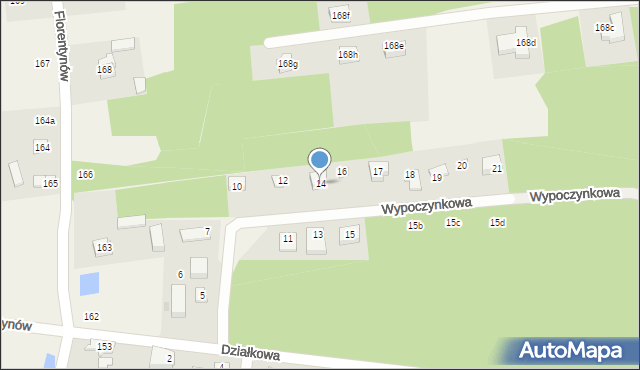Florentynów, Wypoczynkowa, 14, mapa Florentynów
