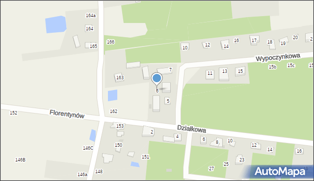 Florentynów, Wypoczynkowa, 6, mapa Florentynów