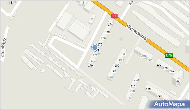 Gdańsk, Wyzwolenia, 17F, mapa Gdańska