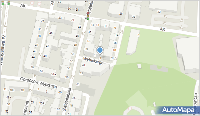 Gdynia, Wybickiego Józefa, gen., 3, mapa Gdyni