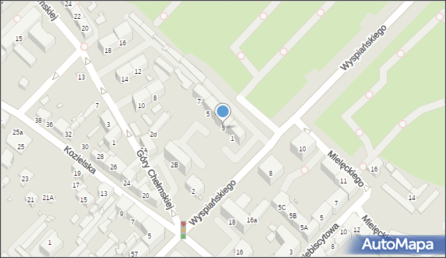 Gliwice, Wyspiańskiego Stanisława, 3, mapa Gliwic