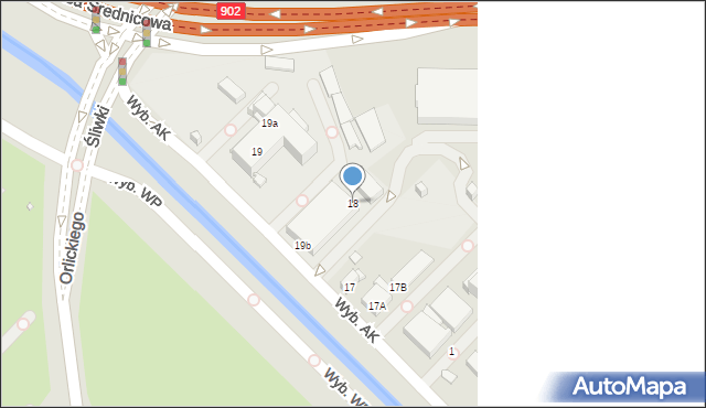 Gliwice, Wybrzeże Armii Krajowej, 18, mapa Gliwic