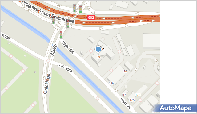 Gliwice, Wybrzeże Armii Krajowej, 19, mapa Gliwic