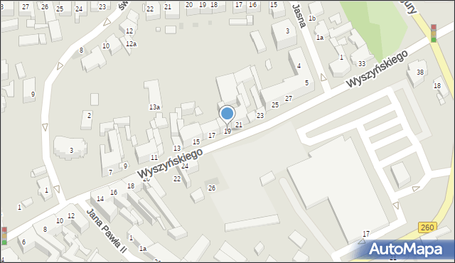 Gniezno, Wyszyńskiego Stefana, ks. prym. kard., 19, mapa Gniezna