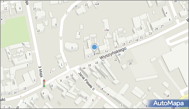 Gniezno, Wyszyńskiego Stefana, ks. prym. kard., 9, mapa Gniezna