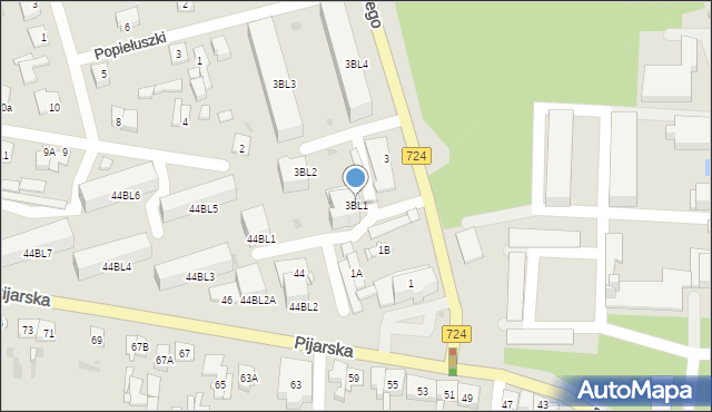 Góra Kalwaria, Wyszyńskiego Stefana, ks. kard., 3BL1, mapa Góra Kalwaria