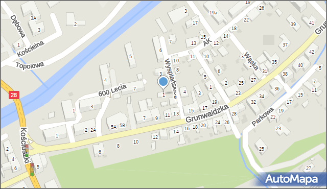 Grybów, Wyspiańskiego Stanisława, 1, mapa Grybów