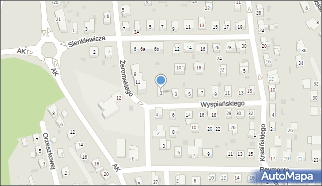 Gryfino, Wyspiańskiego Stanisława, 1, mapa Gryfino