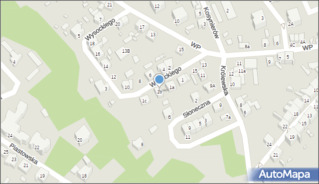 Gubin, Wysockiego, gen., 1b, mapa Gubin