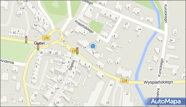 Gubin, Wyspiańskiego Stanisława, 3, mapa Gubin