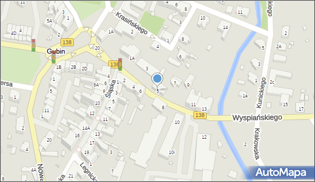 Gubin, Wyspiańskiego Stanisława, 5, mapa Gubin