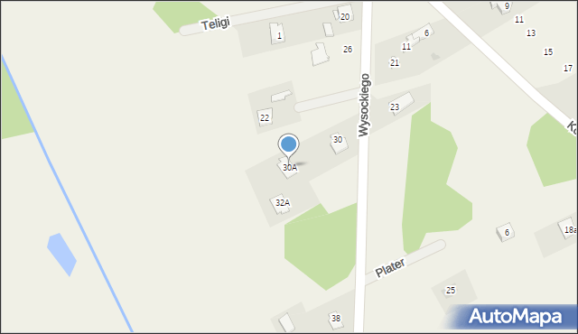 Jaktorów-Kolonia, Wysockiego Piotra, 30A, mapa Jaktorów-Kolonia