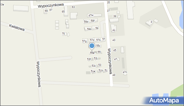 Jantar, Wypoczynkowa, 55a, mapa Jantar