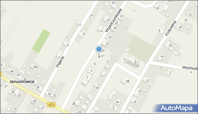 Januszkowice, Wypoczynkowa, 8, mapa Januszkowice