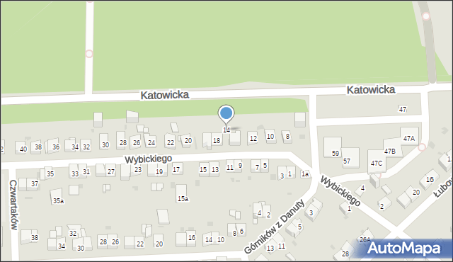 Jaworzno, Wybickiego Józefa, gen., 14, mapa Jaworzno