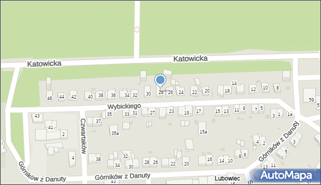 Jaworzno, Wybickiego Józefa, gen., 28, mapa Jaworzno