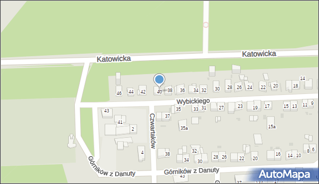 Jaworzno, Wybickiego Józefa, gen., 40, mapa Jaworzno