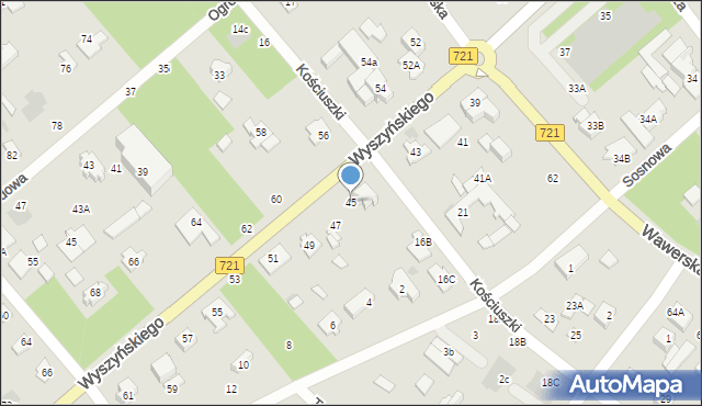 Józefów, Wyszyńskiego Stefana, ks. kard., 45, mapa Józefów