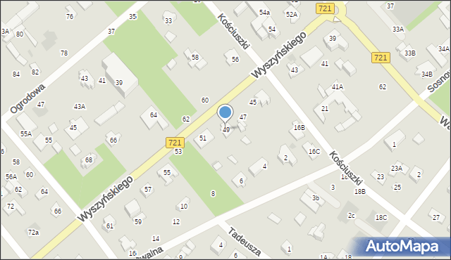 Józefów, Wyszyńskiego Stefana, ks. kard., 49, mapa Józefów