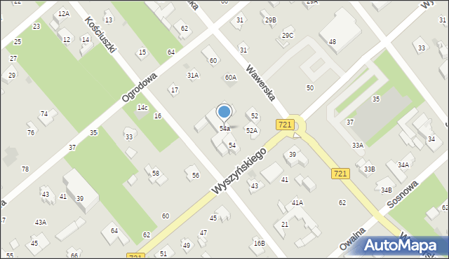 Józefów, Wyszyńskiego Stefana, ks. kard., 54a, mapa Józefów