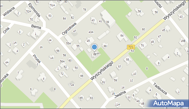 Józefów, Wyszyńskiego Stefana, ks. kard., 68, mapa Józefów