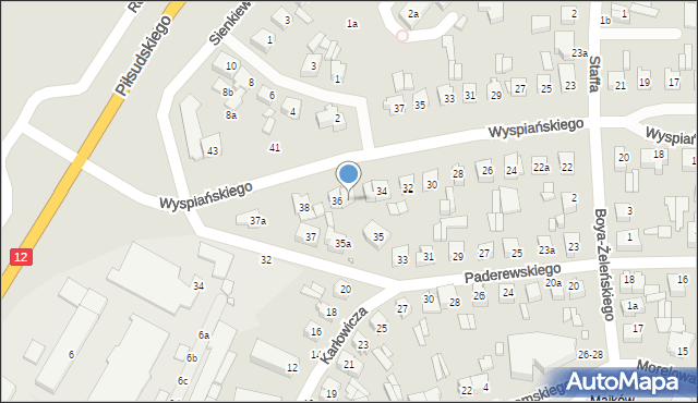 Kalisz, Wyspiańskiego Stanisława, 36a, mapa Kalisza