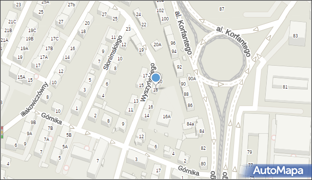 Katowice, Wyszyńskiego Stefana, ks. kard., 18, mapa Katowic