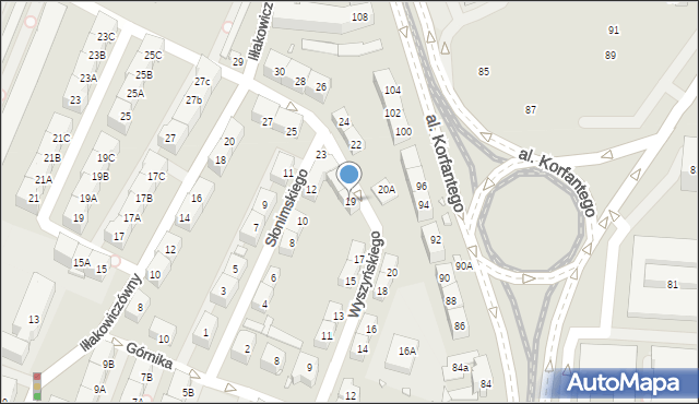 Katowice, Wyszyńskiego Stefana, ks. kard., 19, mapa Katowic