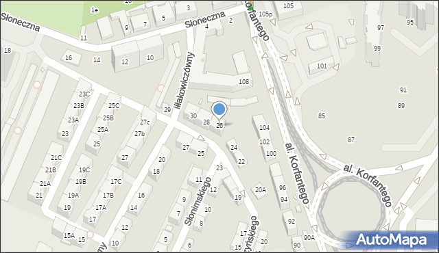 Katowice, Wyszyńskiego Stefana, ks. kard., 26, mapa Katowic