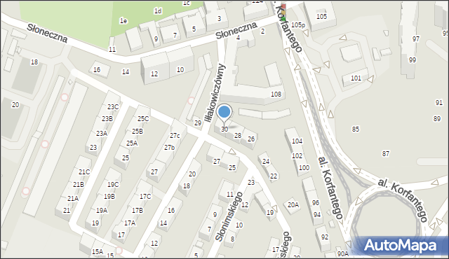 Katowice, Wyszyńskiego Stefana, ks. kard., 30, mapa Katowic