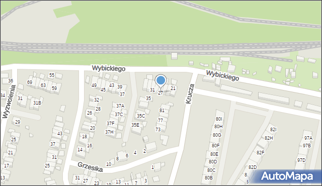 Katowice, Wybickiego Józefa, gen., 27, mapa Katowic