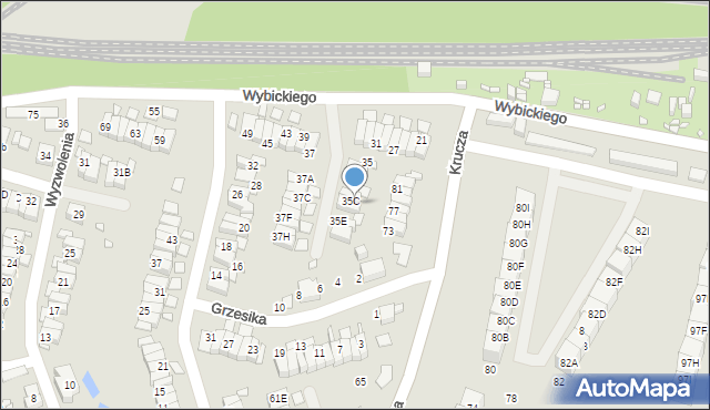 Katowice, Wybickiego Józefa, gen., 35D, mapa Katowic