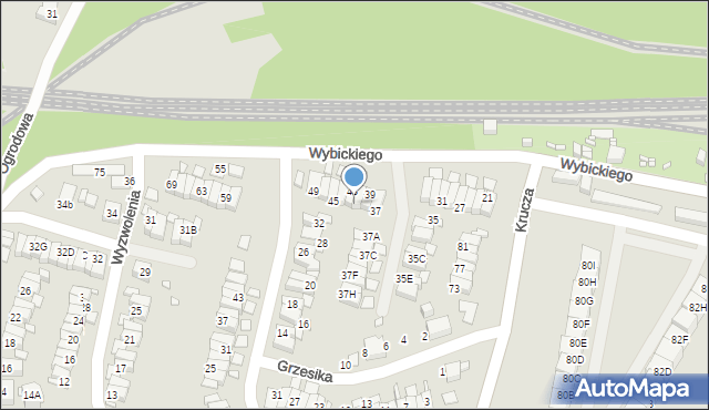 Katowice, Wybickiego Józefa, gen., 41, mapa Katowic